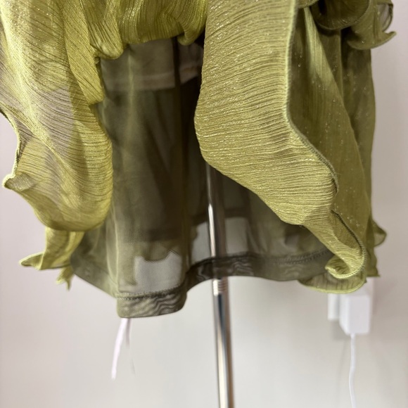 Missguided Green Metallic Tiered Ruffle Mini Dress - Picture 10 of 11